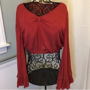 Red/ Orange Long Sleeve Crop Top